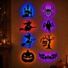 Halloween Pvc Lighted Wall Decals With Spiders And Pumpkins For Party Decoration