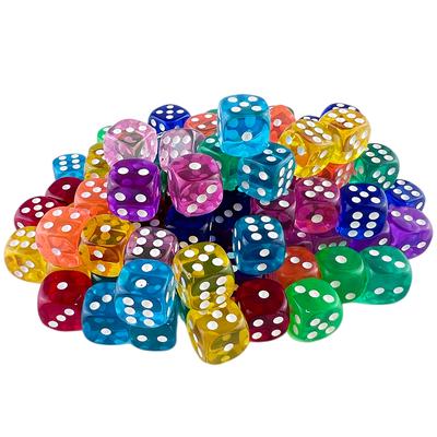 10pcs Candy Color Game Dice 6 Sided Translucent Dice Drinking Dice Entertainment Gambling Dice Board Game Accessories