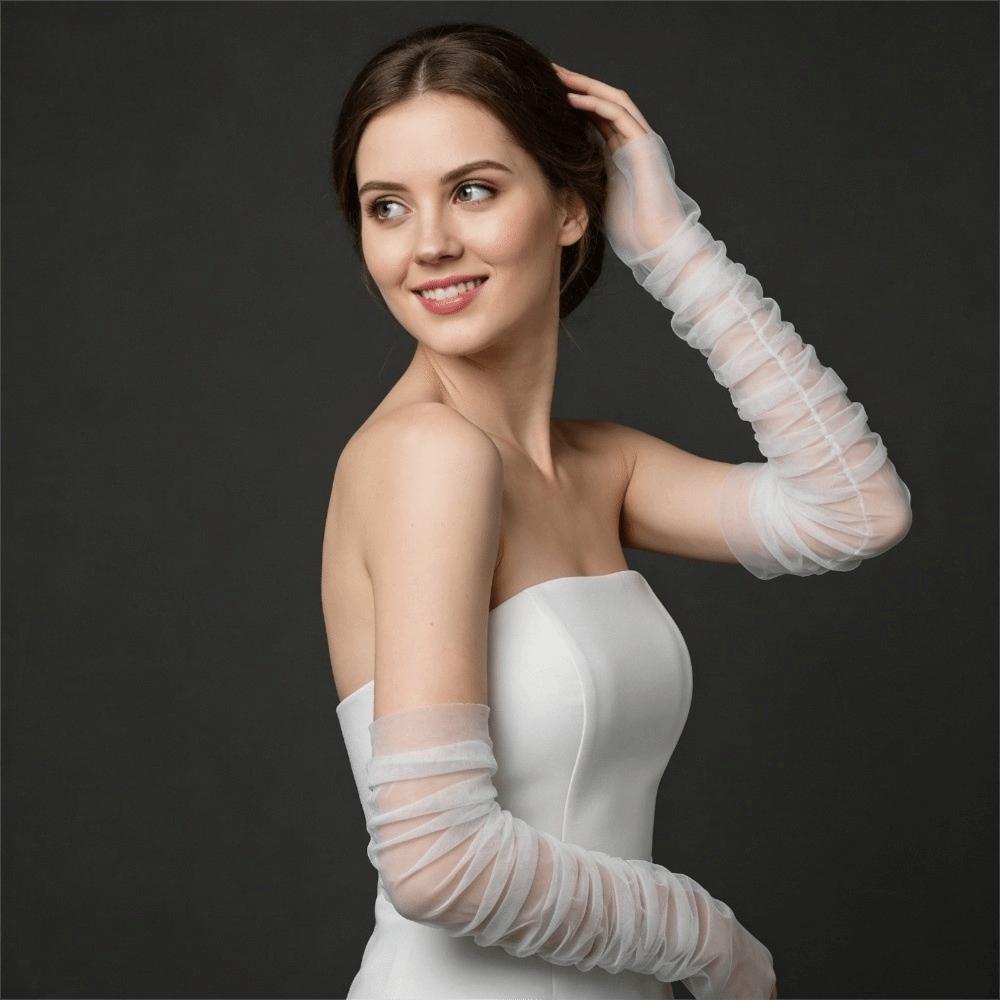 1 Pair Lace Wedding Dress Sleeves Soft Tulle Arm Sleeves Wedding Accessories  Bridal Wear