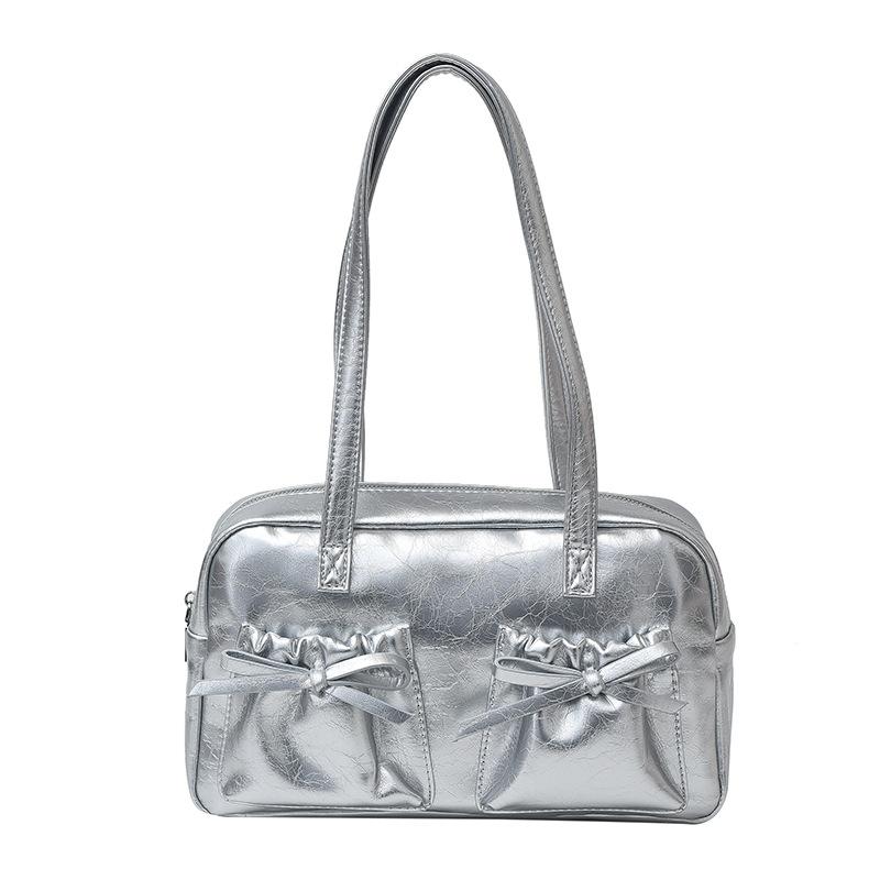 Solid color trendy personality daily commuting small bag simple women's bag shoulder bag handbag bow women
