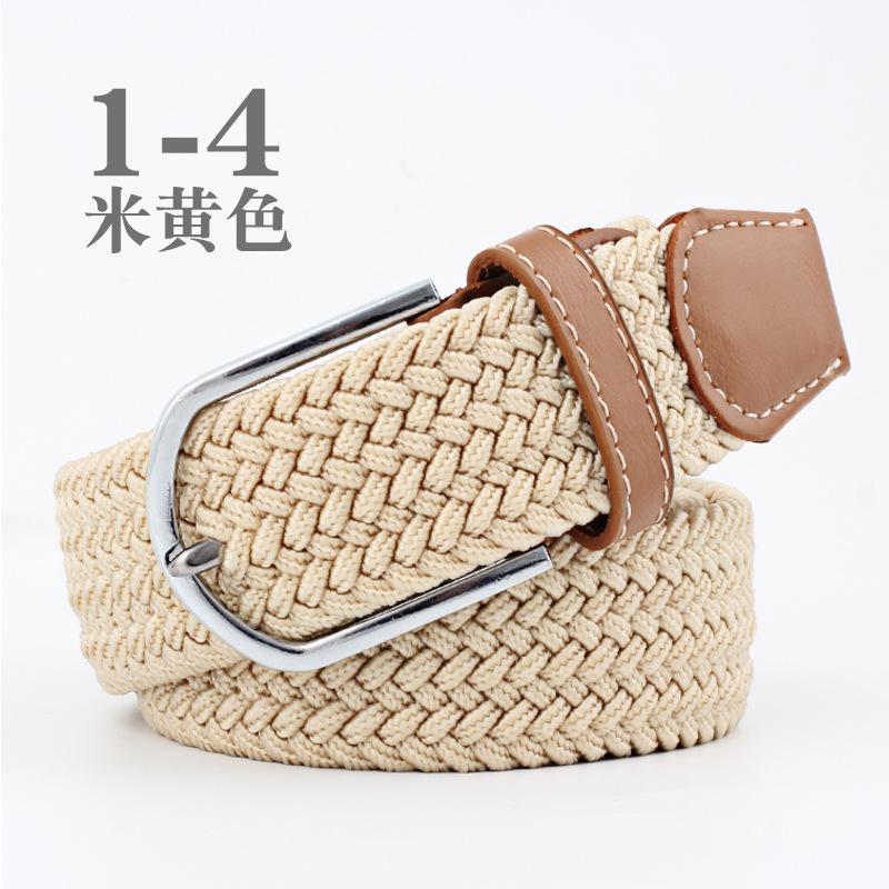 Women Casual Knitted Pin Buckle Without Holes Men Belt Woven Canvas Elastic Expandable Braided Stretch Belts for Female Jeans
