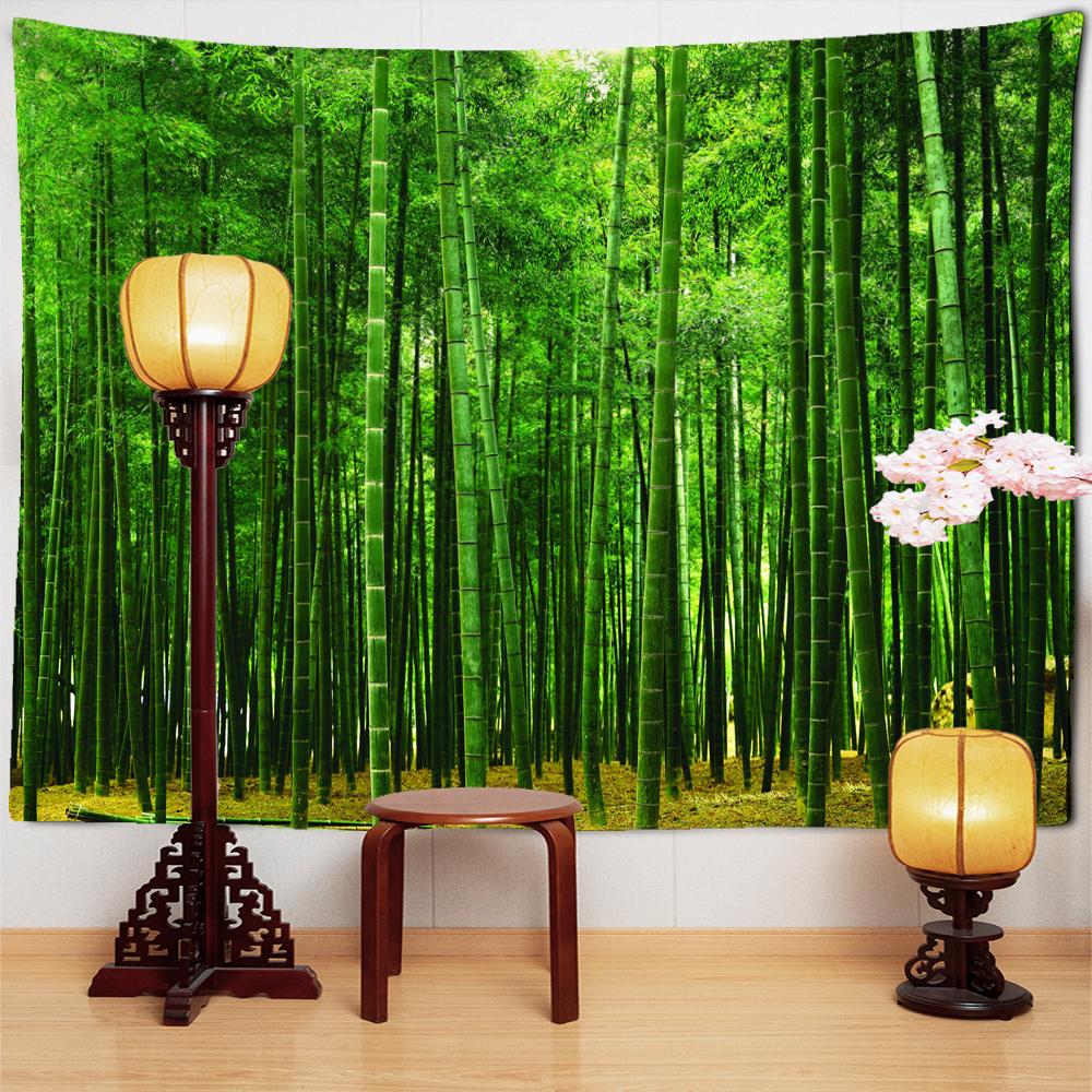 

Бамбуковый гобелен с лесной тропой, настенный гобелен с природными пейзажами, богемное искусство, хиппи, тапиз, общежитие, домашний декор 150X130 CM