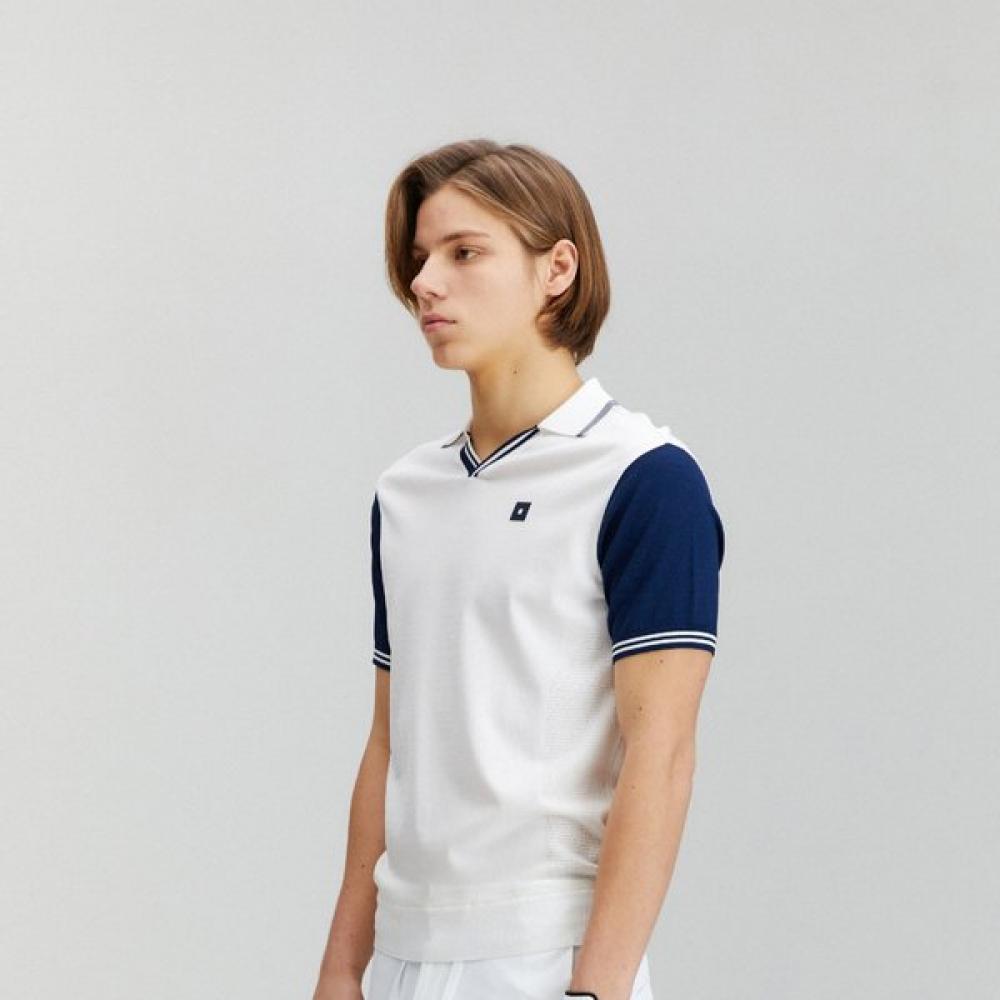 Onoff Men S Color Block meSh Back Short Sleeve Sweater Of2713ga White