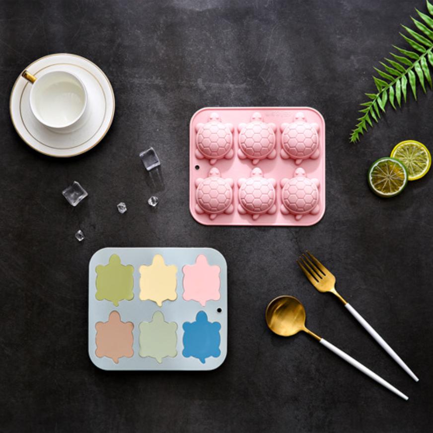 6 Consecutive Turtle Shaped Silicone Mold Cartoon Tortoise Chocolate Mold Candy Pudding Ice Cube Tray Handmade Soap Cake Mold