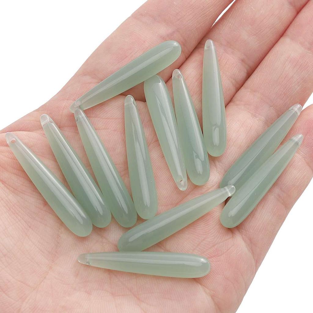 5Pcs/pack Long Water Drop Beads Charm Resin Imitation Jade Water Drop Pendant Jewelry Pendant DIY Necklace Accessories