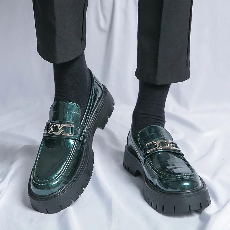 New Loafers Men PU Thick Sole Elevated Casual Leather Shoes Fashion Anti Slip Comfortable Men Casual Shoes Large Sizes 38-46