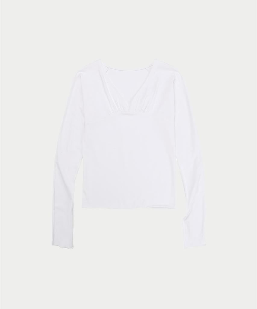 Ieoning Frontback Shirring Curved Top, Ivory