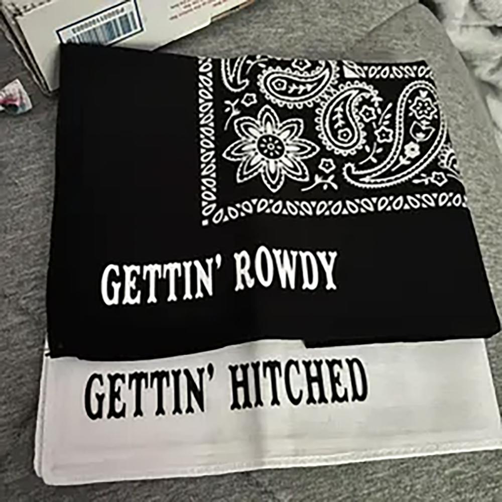 Gettin’ Hitched Gettin’ Rowdy Cotton Bride Bandana Space Cowgirl Western Austin Bachelorette Wedding Souvenirs Bride To Be