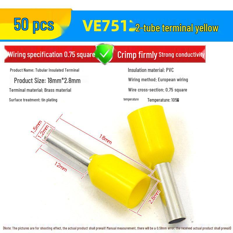 European Tubular Wire Connectors: VE0508, 7508, 1008, 1508, 2508 Pin Terminals