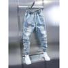 Frühlings-/Sommerjeans für Herren: Jeans im Workwear-Stil für Jugendliche mit elastischem Bund und Kordelzug