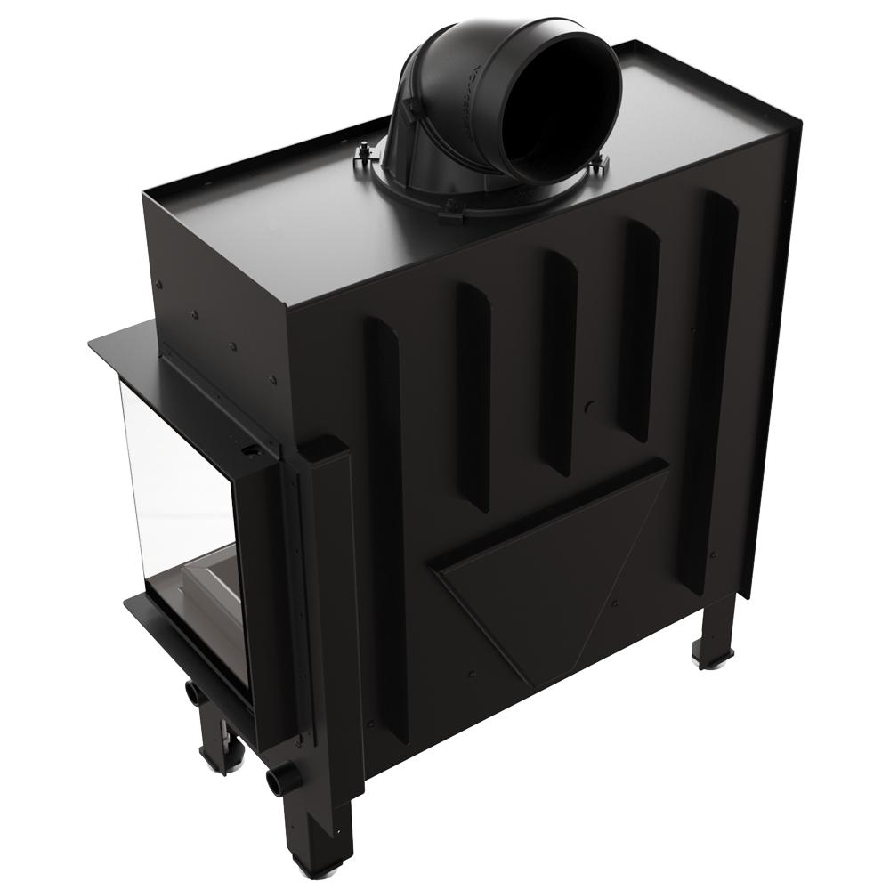 Corner Fireplace KRATKI FLOKI Right 12kW Ø200 Black Closing Installation Kit