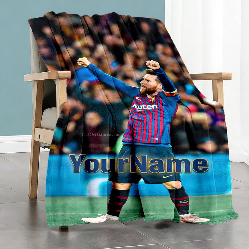 Messi 242 Customize Your Name Blanket Throw Personalized Blanket Soft Warm Cozy Great for Living Room Sofa Picnics Livingroom Four Seasons Universal