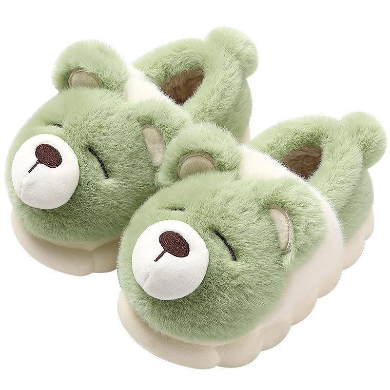 Heel cotton slippers winter cute cartoon bear plush home home winter cotton shoes winter