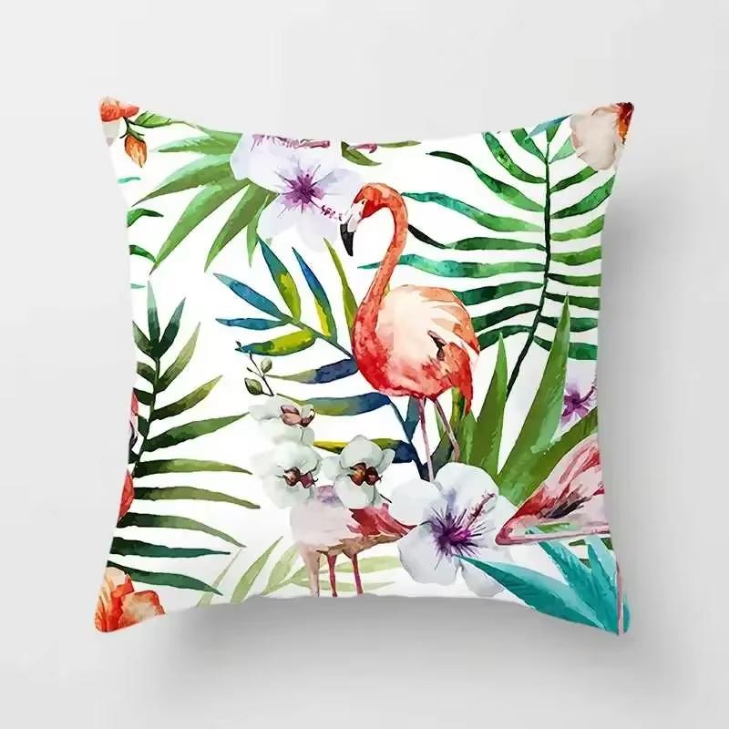 Tropical Plants Cactus Monstera Palm Leaf Pillow Cover Green Summer Decor For Home Living Room Throw Pillow