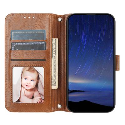 For Samsung Galaxy A56 5G Case Zipper Pocket Leather Phone Cover with Crossbody Shoulder Strap