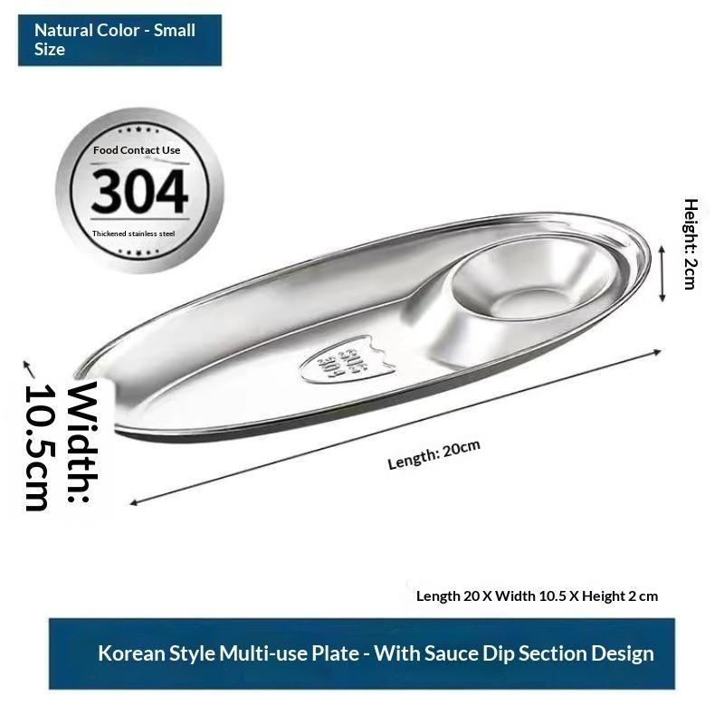 Stainless Steel Dinner Tray Snack Dish Appetizer Serving Platter Lunch Container Dumpling Plates Kitchen Gadget