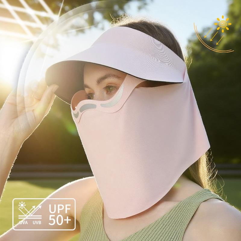 Women's Summer Magnetic Sun Protection Visor Cap Full Face UV Protection Open Top Sun Hat Face Cover