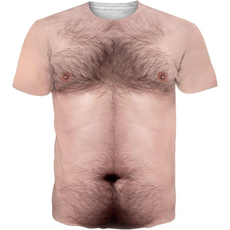 

Мужские футболки Fanient с изображением волосатой груди, забавный круглый вырез, графический узор, короткий рукав, футболки, быстро сохнут и охлаждаются XXL
