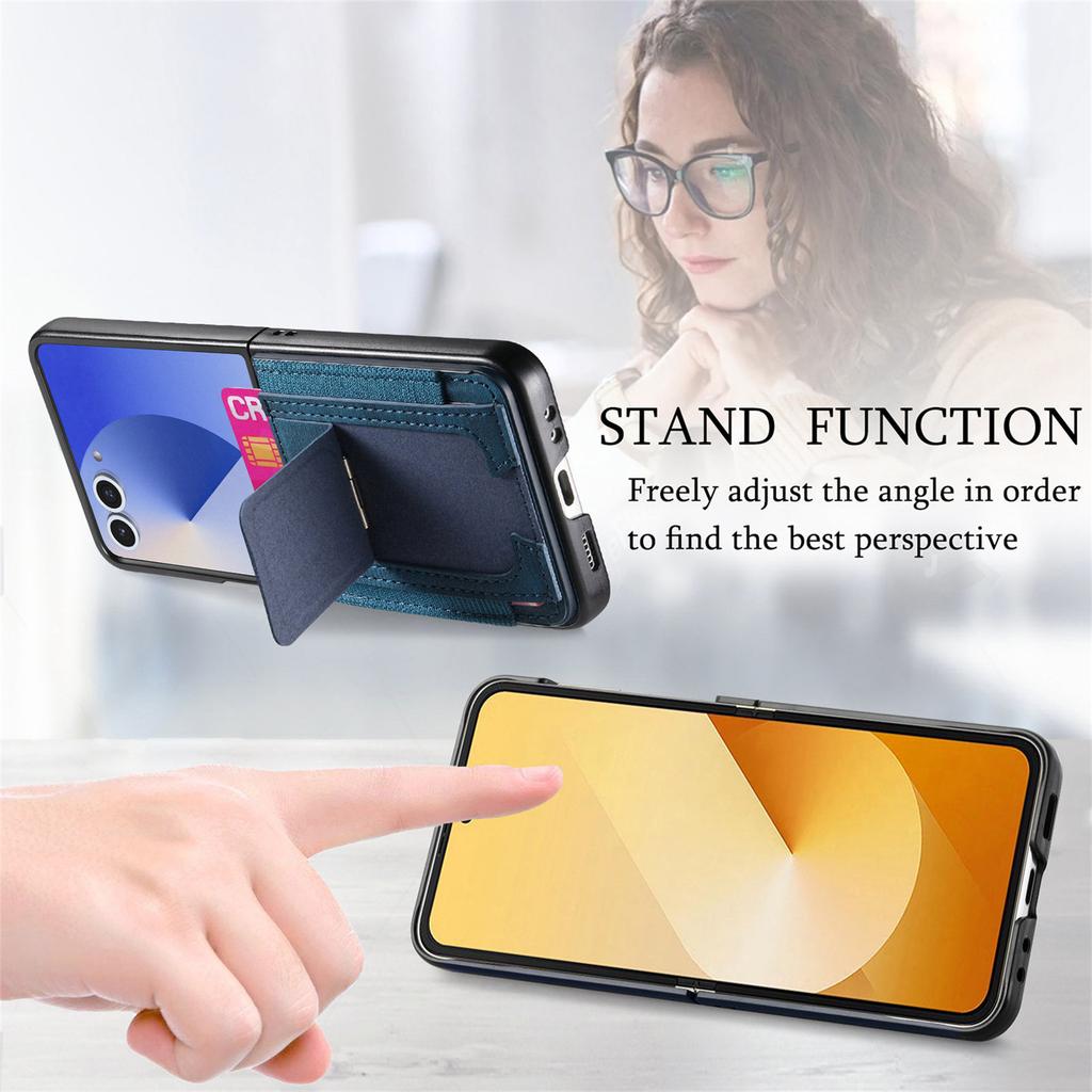 For Samsung Galaxy Z Flip7 5G Case Kickstand Retro Leather Back Cover with Card Holder