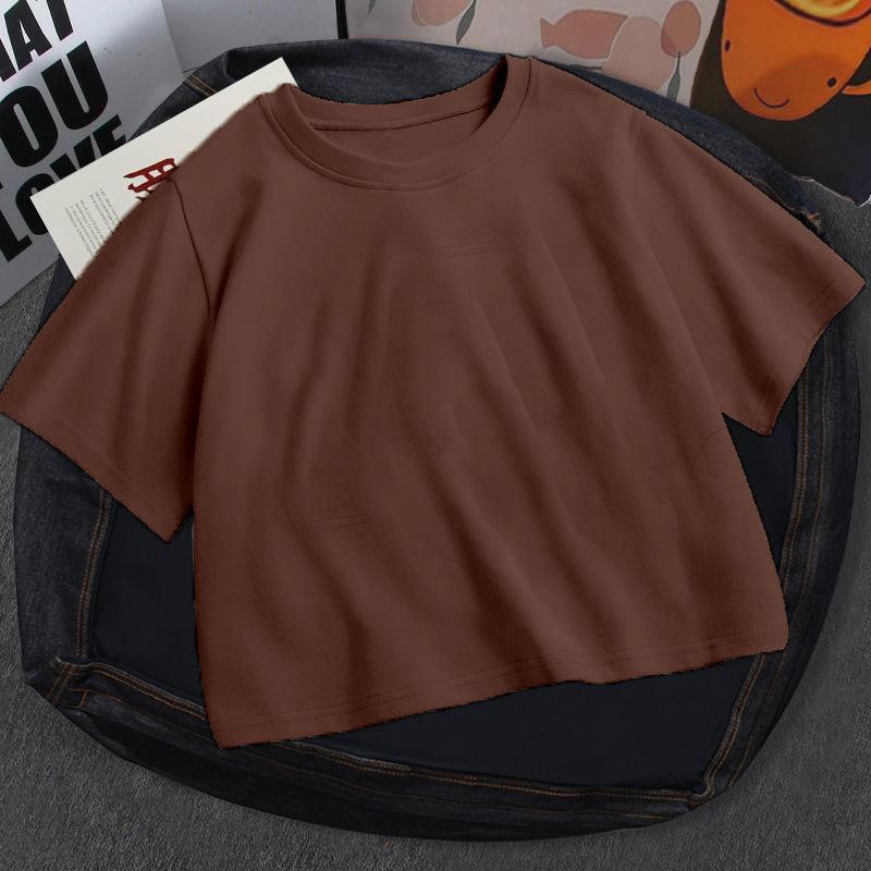 Nové letní dámské crop tričko jednobarevné s krátkým rukávem, slim fit, ležérní bavlněné tričko, ženské, jednoduchá móda, elegantní trička, žena 24498