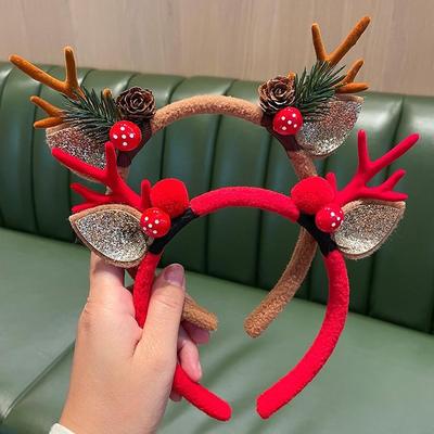 Leuchtendes Rentiergeweih Stirnband mit Glöckchen - Weihnachts-Haarschmuck für Frauen