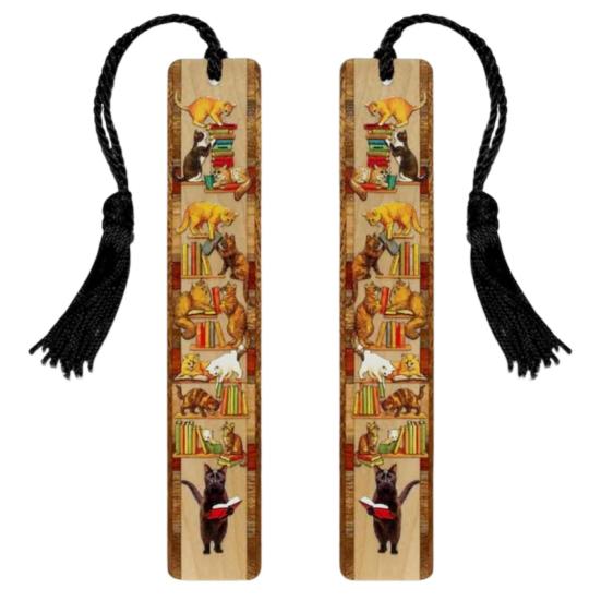 1/2/3Pcs Kitten Bookmark Kit Adorable Cat Design Reading Wooden Bookmarks with Tassels Funny Gift for Men Women