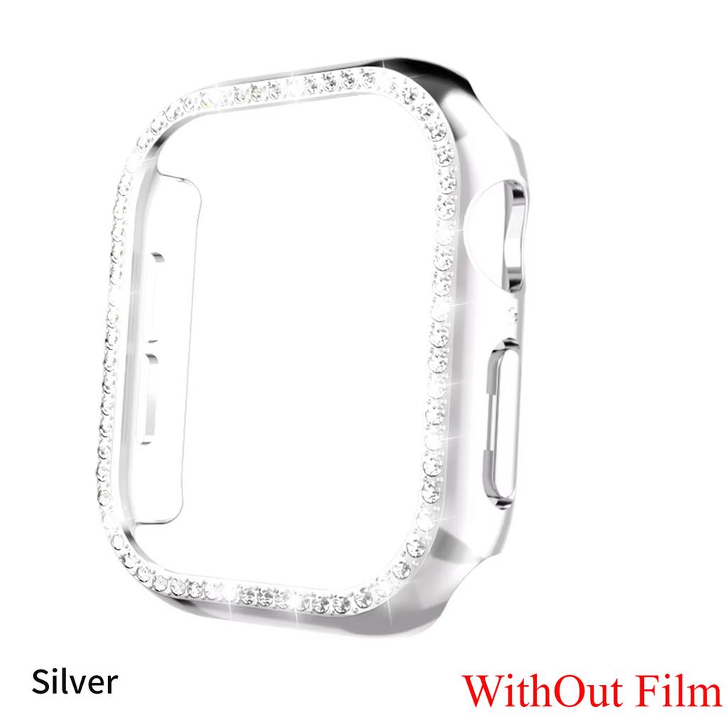 Glass+Diamond Cover For Apple Watch Case 46mm 42mm Bling Bumper Protector for iWatch Series 11 10 46 42mm Watch Case
