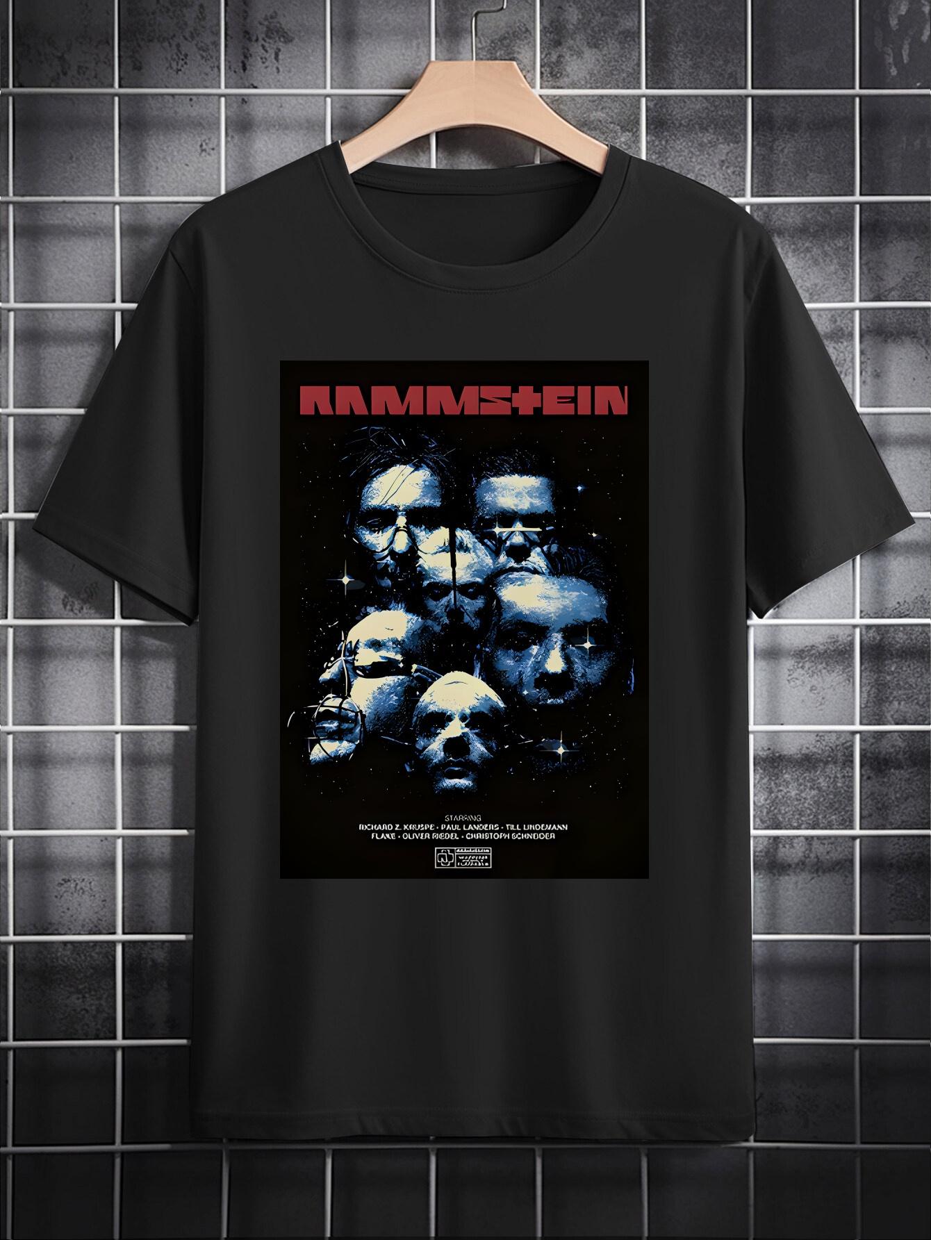 Rammstein Graphic Tee for Men - Black Casual Crew Neck T-shirt with Band Members Print XXXL