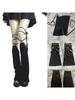 Women Punk Lace Up Straps Flared Leg Warmers Japanese Harajuku Eyelets Knee Length Foot Cover Long Tube Socks Streetwear