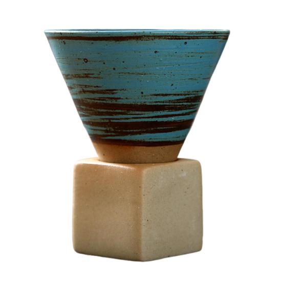 Conical Coffee Cup Japanese Style Retro Ceramic Coffee Cup Rough Pottery Tea Cup Latte Cup for Home Office