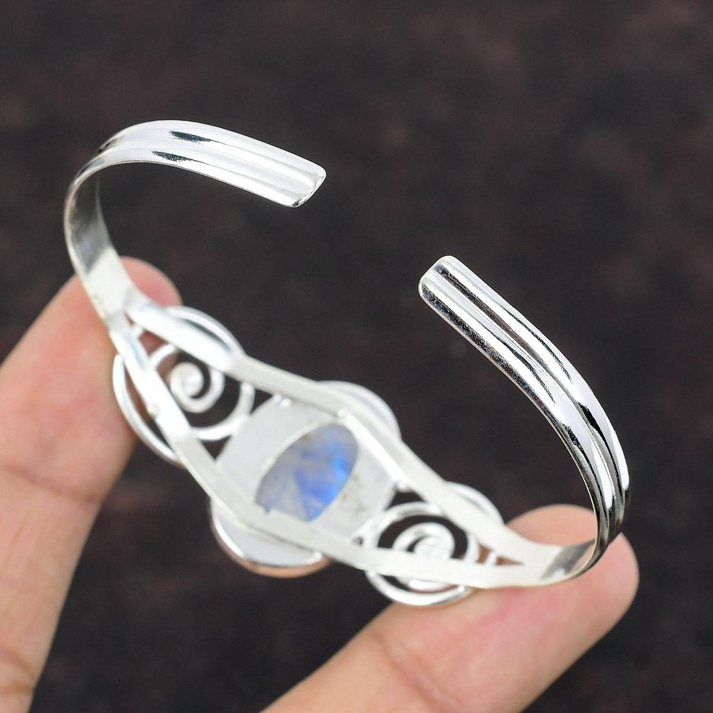 Bracciale In Pietra Naturale Di Luna Verde E Acciaio Inossidabile, Regolabile, Gioiello Donna Per Compleanno E Festa Della Mamma