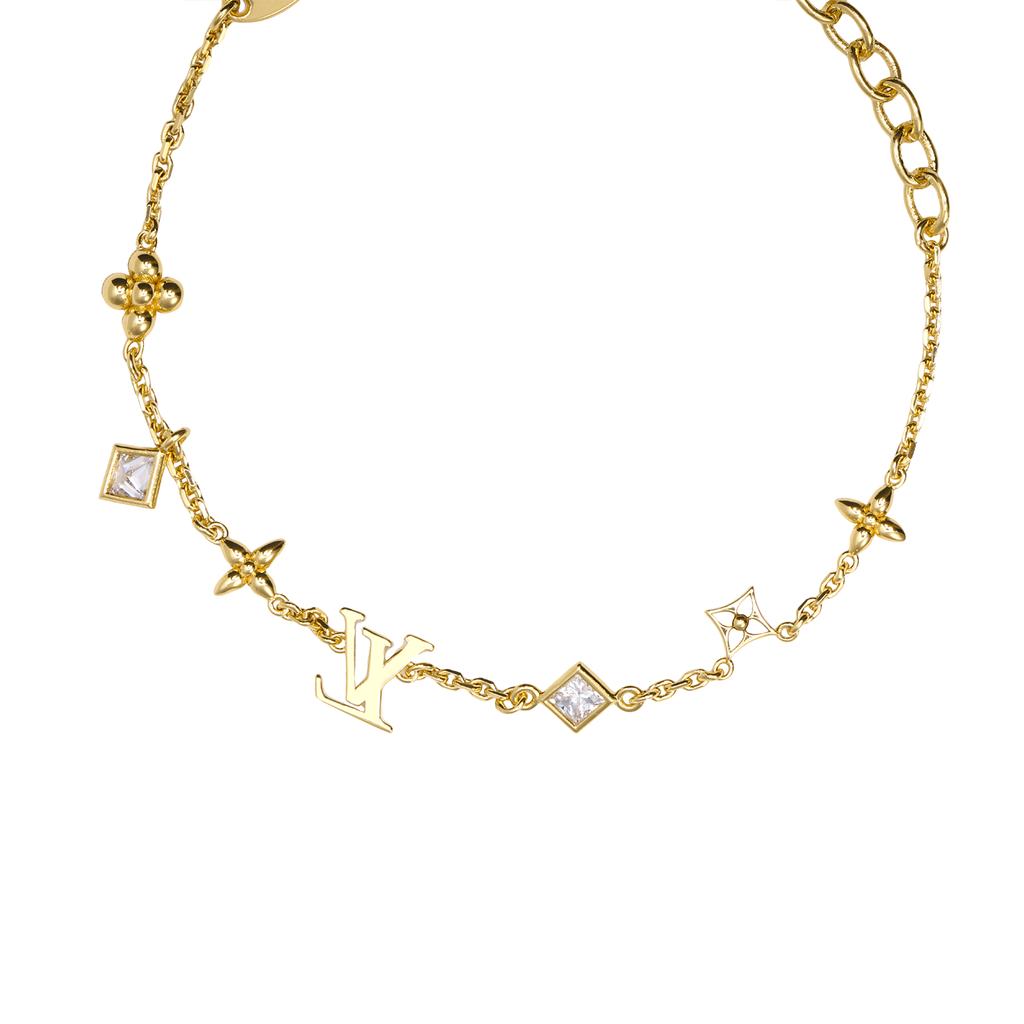 Louis Vuitton Interwoven Monogram Flower Pattern Metal Bracelet Women bracelet Gold M1040A