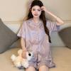 Can Wear Imitation Silk Short-Sleeved Shorts Loungewear Female Student Dormitory Casual And Comfortable Pajamas Set