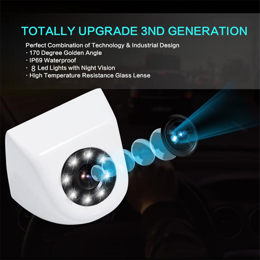 Car Backup Camera Metal HD Reverse Camera Mini Front View / Rear View Cameras 8 LEDs Lights Night Vision Waterproof IP69