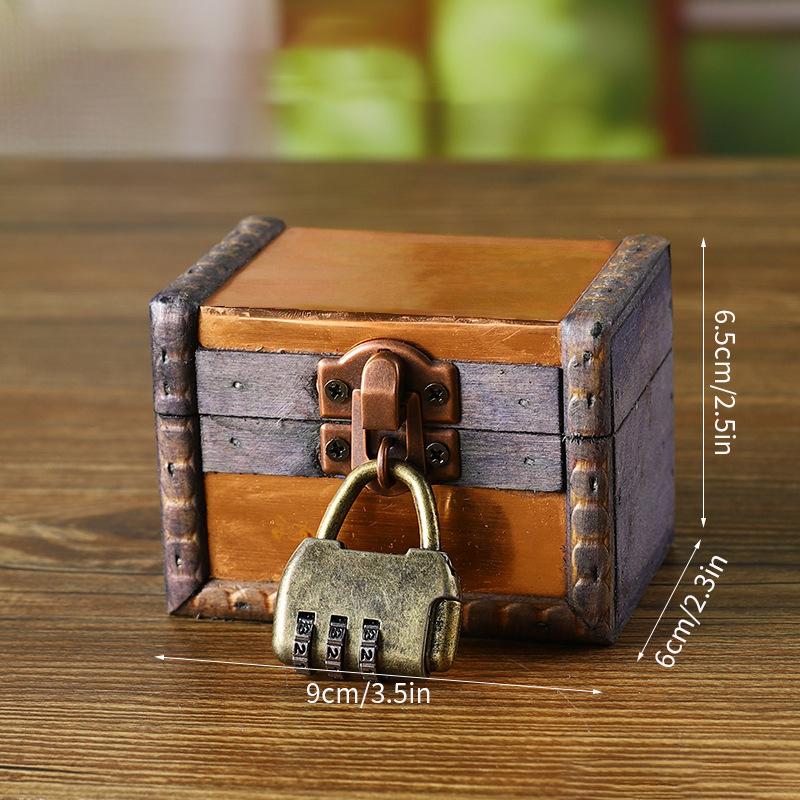 1pc Medieval Retro Jewelry Storage Box Wooden Treasure Jewelry Container Trinket Decor Box Props Pirate Jewelry Display Case