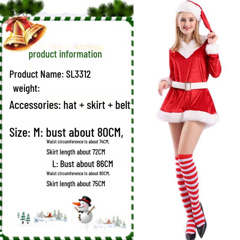 

Красный костюм с V-образным вырезом и длинными рукавами для Рождества, для вечеринок и выступлений в Европе и Америке M