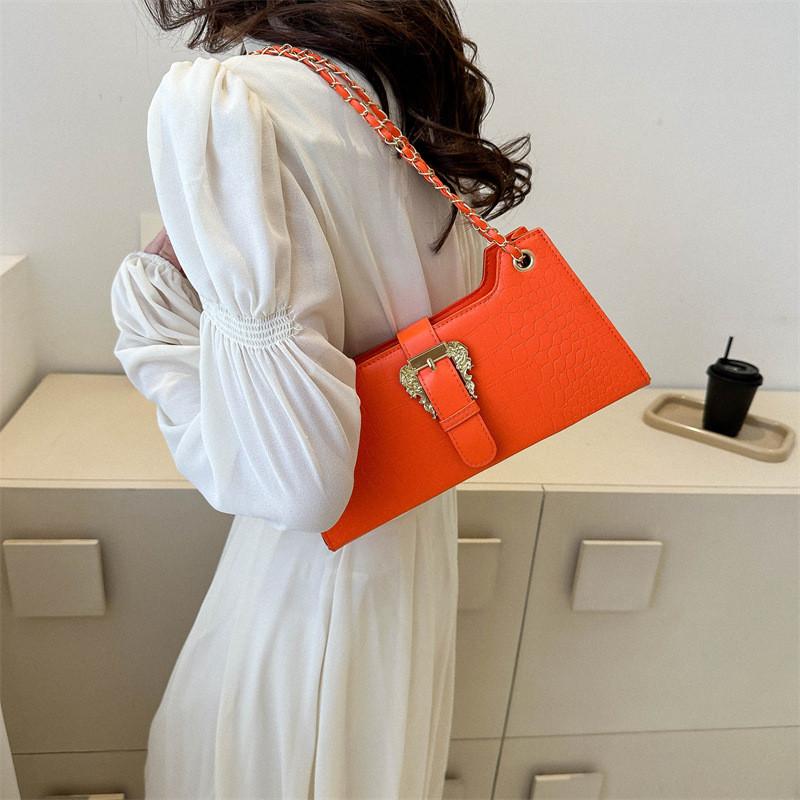 Fashionable Black White Green Orange Pink Pu Leather Square Shoulder Bag For Women