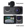DVR para automóvil HD 1080P con 3 lentes para tablero de instrumentos, cámara de tres vías, grabadora de video, videocámara para tablero de instrumentos, pantalla IPS de 2.0 pulgadas y cámara trasera