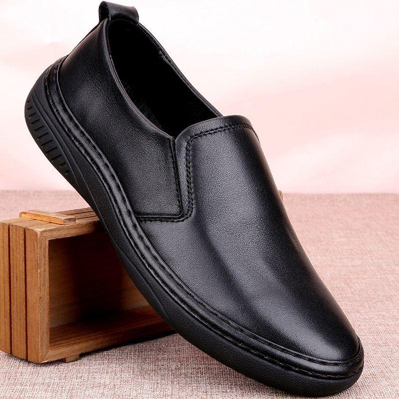 Spring and Autumn New Leather Men's Shoes Four Seasons Business Casual Versatile Driving One Pedal Sleeve Lazy Soft Sole Single Shoes