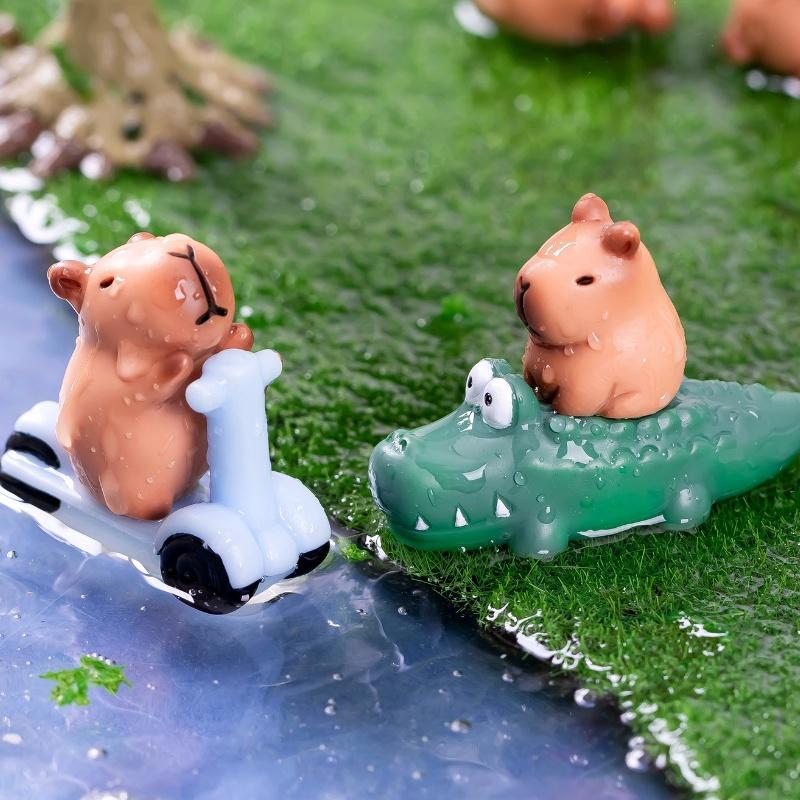 2 ks Mini Pryskyřičné Kapybara Miniatury Figurky Roztomilá Vílí Zahrada Zvířecí Ozdoba Mini Soška Dekorativní Malá Krajinářská