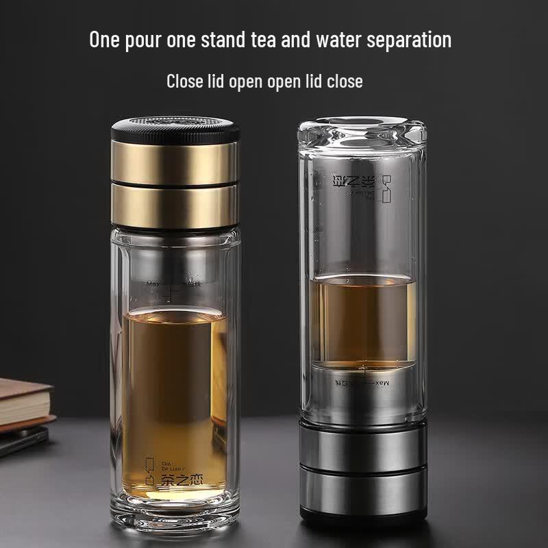 Tea Infuser Glass Cup with One-Key Open