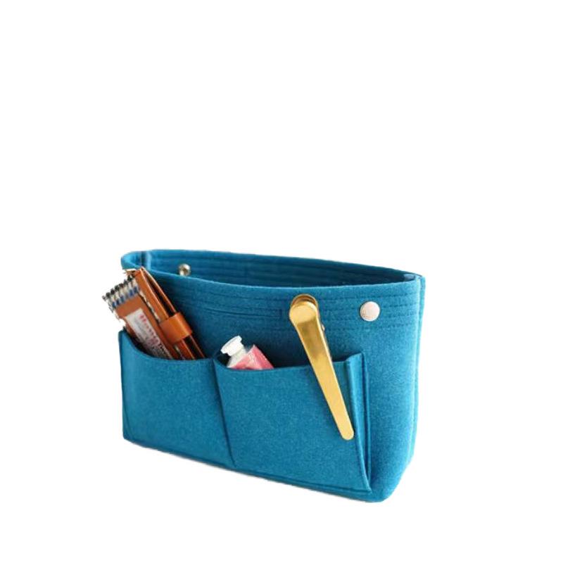 Large Capacity Felt Makeup Bag: Multifunctional Women's Travel Organizer with Snap Closure