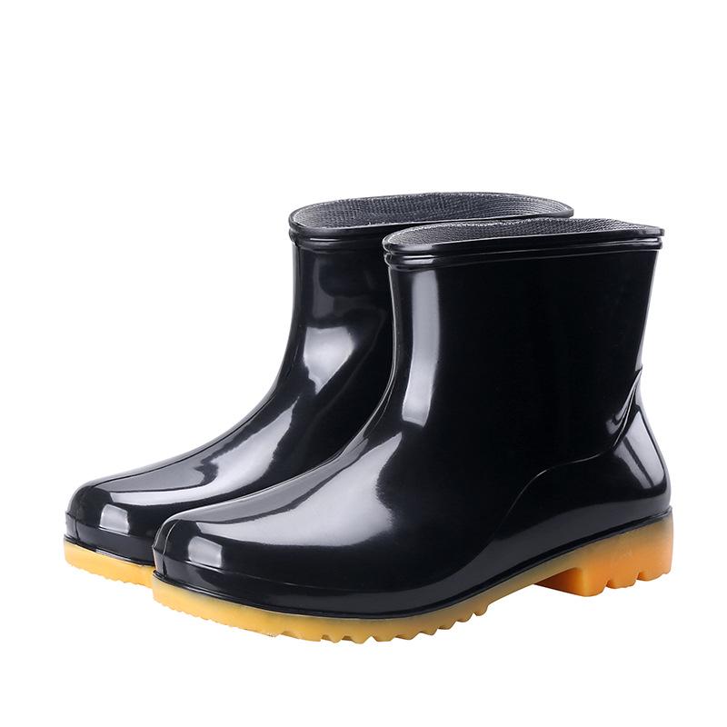 Men's Waterproof Mid & High-Calf Rain Boots: Non-Slip, Fashionable, Warm, Acid & Alkali Resistant, Rubber Sole for Kitchen Work.