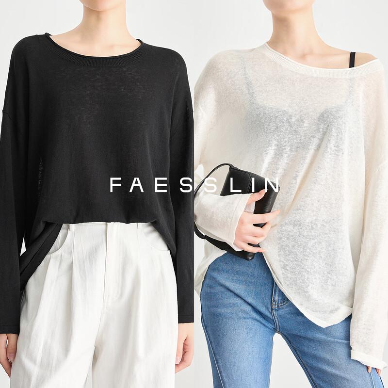 FAESSLIN Women s Asymmetric Sheer Knit Top XL