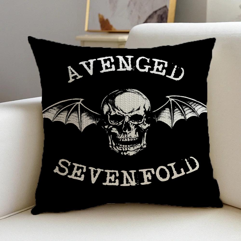 Cushion Cover Cushion Cover Pillowcase, Anti-Mite Invisible Zipper, Linen Sofa Cushion A-Avenged S-Sevenfold