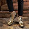 Fashion Designer Luxury Metal Pointed Toe Fashion Men Boots Rivet Sequins Leather Lace Up High Heels Ankle Boots Male Party Dress Shoes