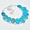 Natürlicher Blauer Türkis Edelstein Handgefertigt 925 Sterlingsilber Schmuck Halskette Armband Set, Antikes Schmuckset, Geburtstagsgeschenk