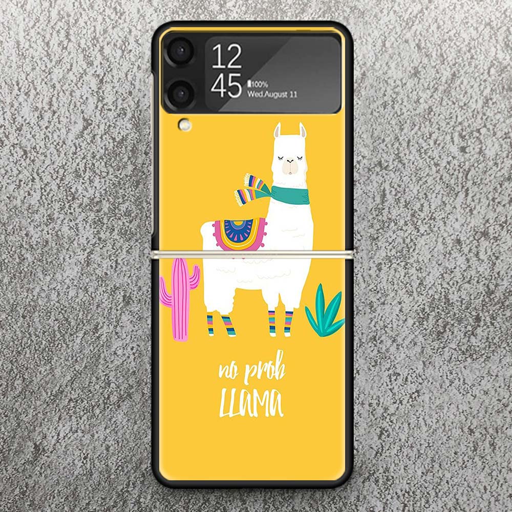 

Lama Llama Alpacas Print Case For Samsung Galaxy Z Flip 3 4 5 6 7 5G Phone Shell Flip7 Flip6 Flip5 Flip4 Flip3 Pattern Cover For Samsung Z Flip 3