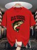 Old School Bass Fishing Print Mens Crew Neck T Shirt Vintage Bass Fish Angling Graphic Short Sleeve Casual Cotton Daily Tops
