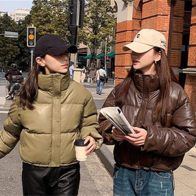 Down Cotton Jacket Women New Winter Clothes Korean Loose Small Padded Coat Female Large Size PU Short Lightweight Parkas